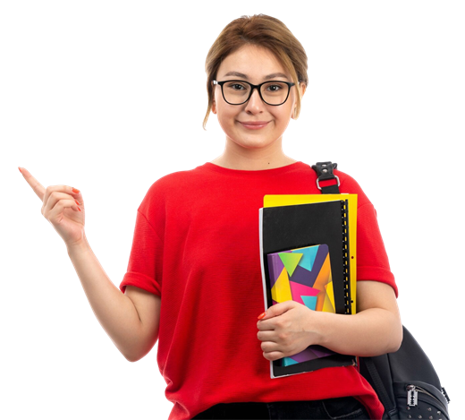 Кітап ұстаған студент қыз